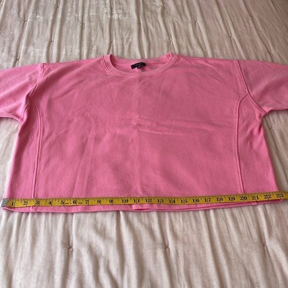 NWT J. Crew University Terry Cropped Crewneck Sweatshirt - Size Small pink - Picture 9 of 12